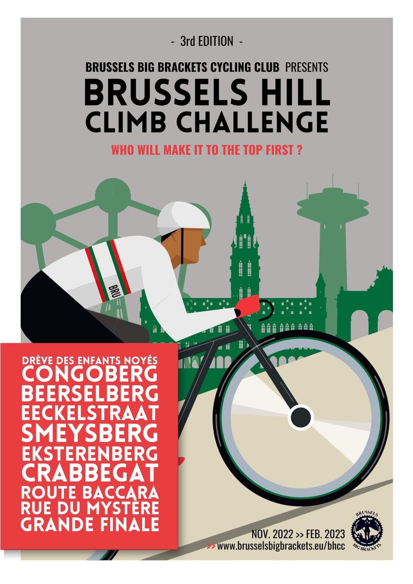 Brussels Big Brackets 🚴♀️🚴🏿🚴♂️ (@bxlsbigbrackets) on Twitter photo Starting tomorrow and running through to February: the 3rd edition of the Brussels Hill Climb Challenge. One hill per week, either with <a href="/BxlsBigBrackets/">Brussels Big Brackets 🚴♀️🚴🏿🚴♂️</a> on Sunday or whenever suits. Info: brusselsbigbrackets.eu/bhcc/ and sign up: strava.com/clubs/brussels… Starting tomorrow and running through to February: the 3rd edition of the Brussels Hill Climb Challenge. One hill per week, either with <a href="/BxlsBigBrackets/">Brussels Big Brackets 🚴♀️🚴🏿🚴♂️</a> on Sunday or whenever suits. Info: brusselsbigbrackets.eu/bhcc/ and sign up: strava.com/clubs/brussels…