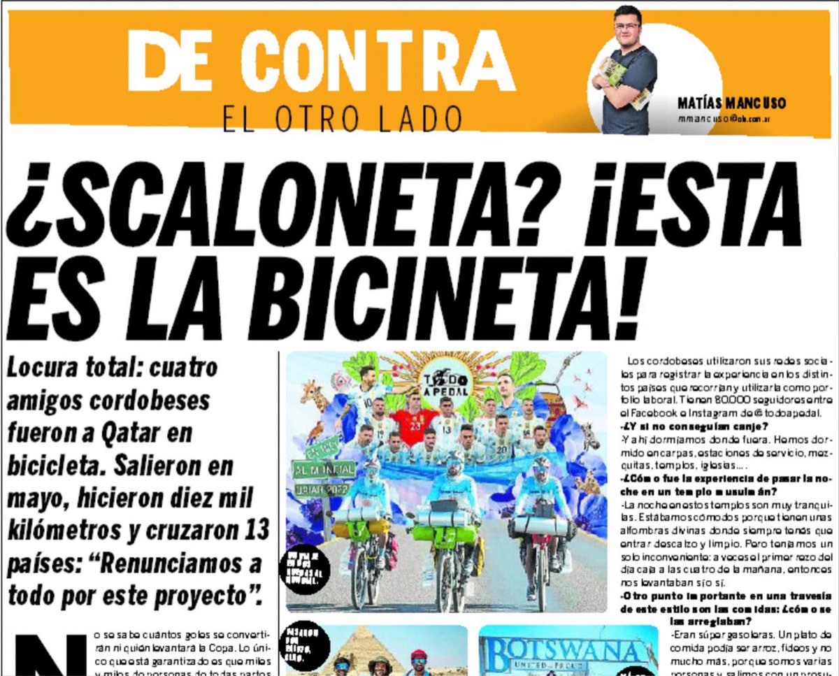 De contra con los muchachos de <a href="/Todoapedalok/">TODO A PEDAL</a> 🚵‍♀️ Cordobeses que fueron pedaleando a #Qatar2022 🇶🇦
