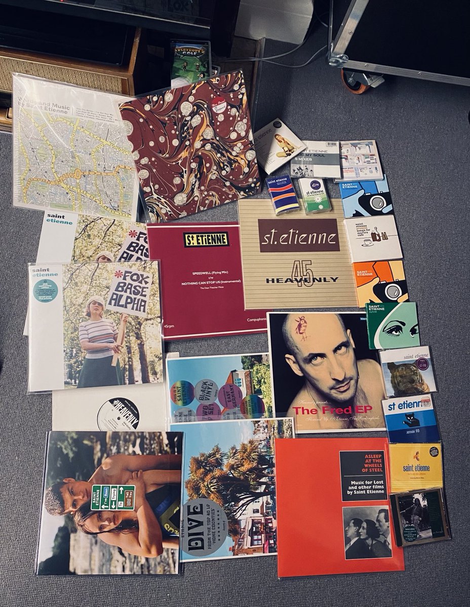dickydrew's tweet photo. Have been playing a lot since Friday - not even close to a complete set but I have been there from the start @bobpetesarah #seveninch #twelveinch #cdsingle #cassettesingle #album #saintetienne #vinyl https://t.co/Nlx2UYnjA6