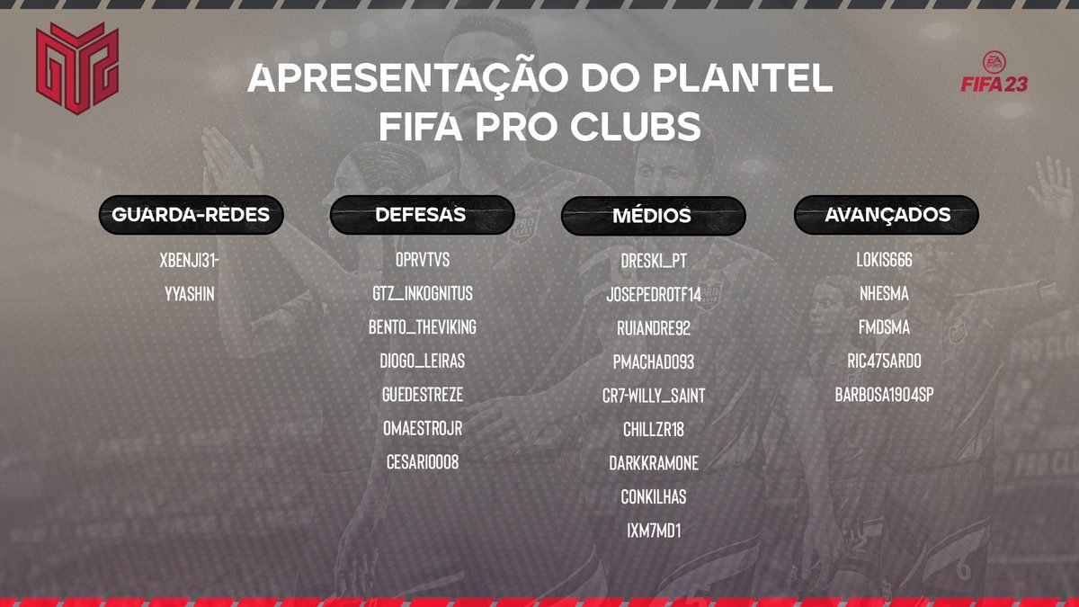GTZEsports's tweet image. No dia de hoje, temos o prazer de apresentar o plantel de #FIFAPROCLUBS, que vai defender as nossas cores, na temporada 2022/2023.

Bem vindos🔥🔥

 #GOGTZ #RespectAllFearNone #fifa23