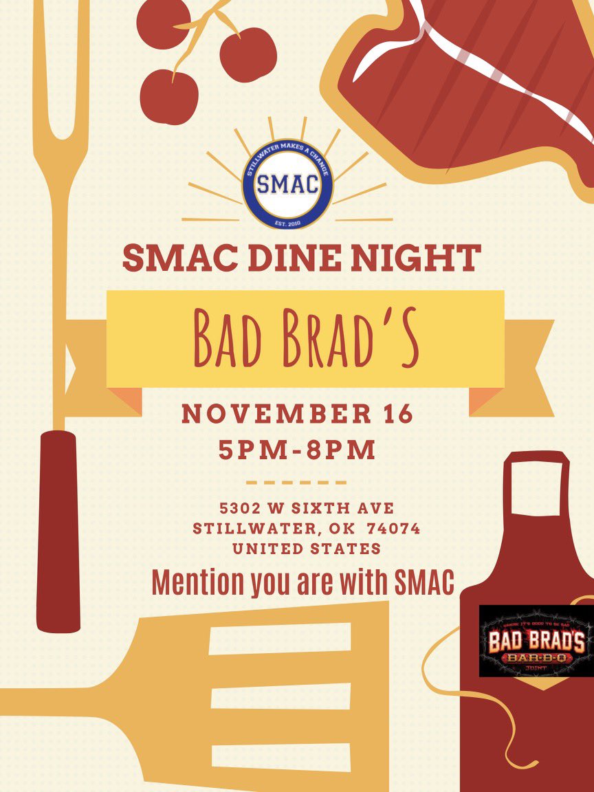 Wednesday’s dinner plans are done! Proceeds this year will benefit Kickin’ Childhood Hunger, a program that feeds children in Payne County.