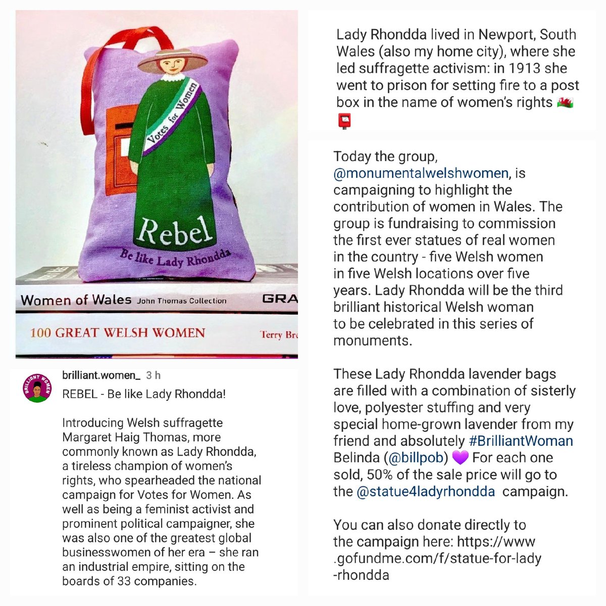 We love these brilliant women lavender bags, and we also love that 50% of the sale price of the Lady Rhondda ones will support our Statue campaign.
Coming soon to etsy: 
etsy.com/uk/shop/Brilli…