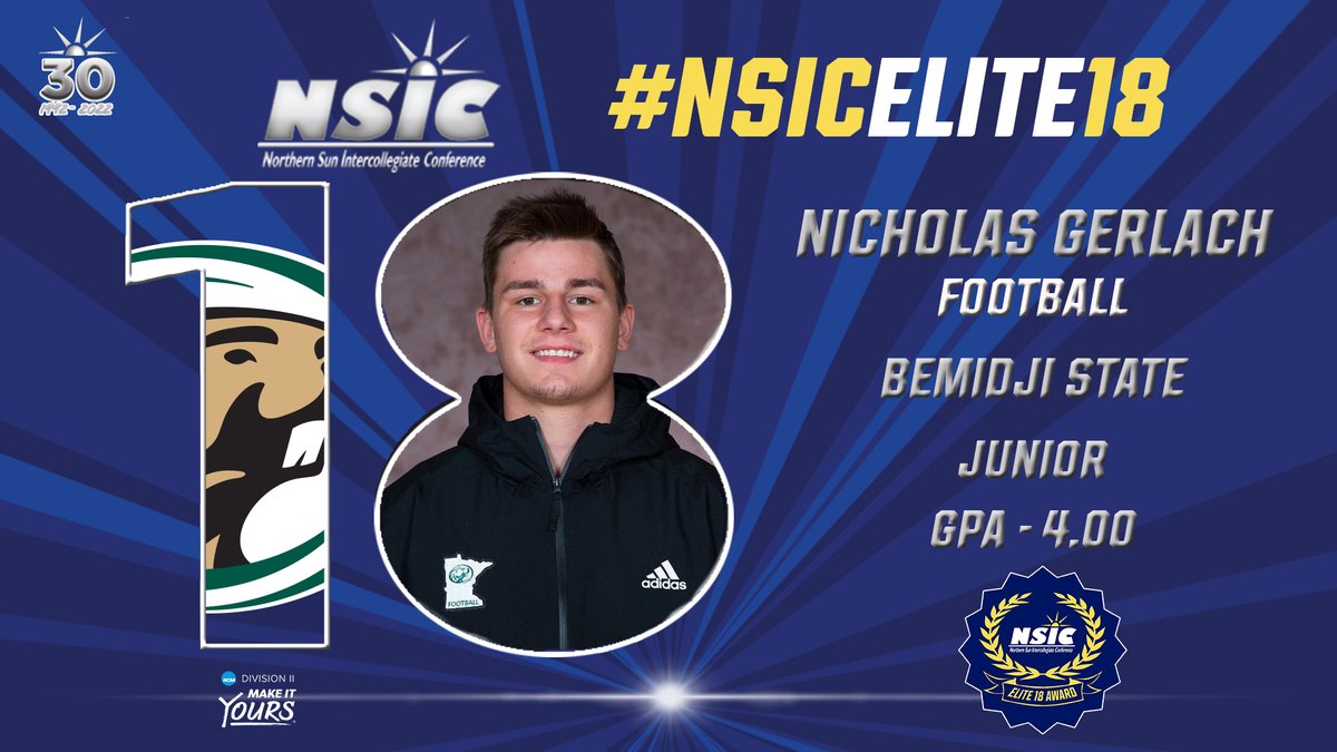 NorthernSunConf's tweet photo. Congrats to Bemidji State's Nick Gerlach on earning the #NSICElite18 Award for football. #NSICFB / @BSUBeavers / @BSUBeaversFB 
 
#YourTimeToShine

Full Release at: https://t.co/uBEtlsVzIN https://t.co/0H2fkeIC5I
