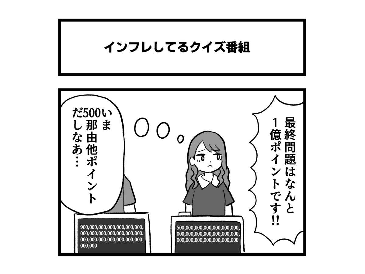 1コマ「インフレしてるクイズ番組」 