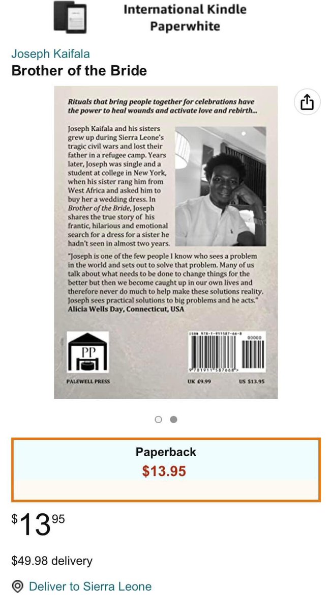 Jojo_Jazzmeen's tweet photo. I ❤️ @JKaifala’s new book #BrotherOfTheBride
I love how humorous it is &amp; also how it deals with serious issues in a very subtle manner - from the true meaning of #Friendship, the #BigUnion &amp; #Family to painstaking realities in #SierraLeone. 
Grab a copy 👉🏾 https://t.co/h5k1TkNnxo https://t.co/a5REOyA3fo
