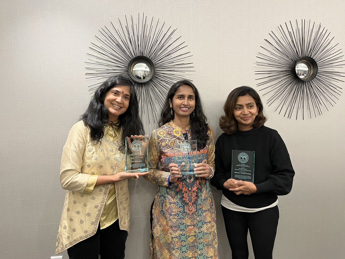 padmatv's tweet photo. Yesterday celebrating #SouthAsiaBookAward win for #BornBehindBars with @VenkatSrividhya @we_makebelieve #DancingInThathasfootsteps ! 

Missed you @ShebaKarim but here we are and here’s Saba committe member holding up your marvelous #MarvelousMirzaGirls https://t.co/4Z59fAjgWV