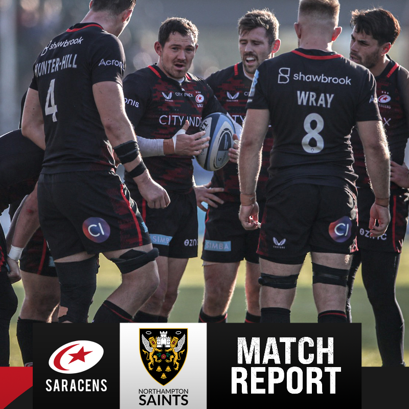 Saracens's tweet photo. 🗞 | Sarries stun Saints for 𝗡𝗜𝗡𝗘 straight #GallagherPrem wins.

Read all about a sensationally bonkers comeback victory at StoneX 🤯

#YourSaracens💫 | #SARvNOR