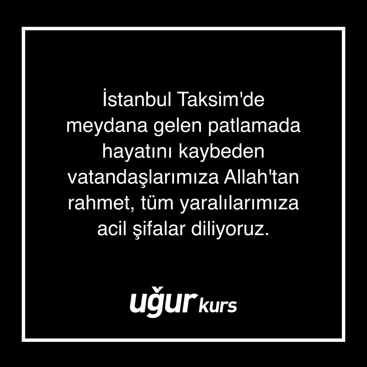 İstanbul Taksim'de meydana gelen patlamada hayatını kaybeden vatandaşlarımıza Allah'tan rahmet, tüm yaralılarımıza acil şifalar diliyoruz.

#İstanbul #Taksim