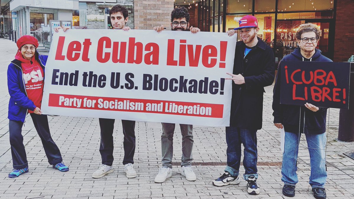 psl_flx's tweet photo. Let Cuba live! End the blockade!

Our organizers were out in Ithaca yesterday bringing visibility to the utter cruelty of the U.S blockade. The U.S applies pressure to countries around the world to ensure that Cuba is unable to import essential goods like food and medicine. https://t.co/pJvxHWOYGy