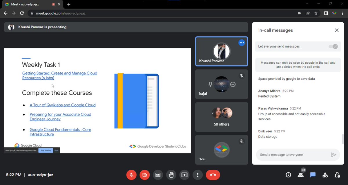 gdsc_srcasw's tweet image. GCCP Session-1 Done ✅✨

Thanks to our Lead @anjali_kundliya and Facilitator @SmileWithKhushi for organizing this one💥🔥

#gdsc #gdscsrcasw #community #googlecloud #sessions #gccp #developerstudentclubs