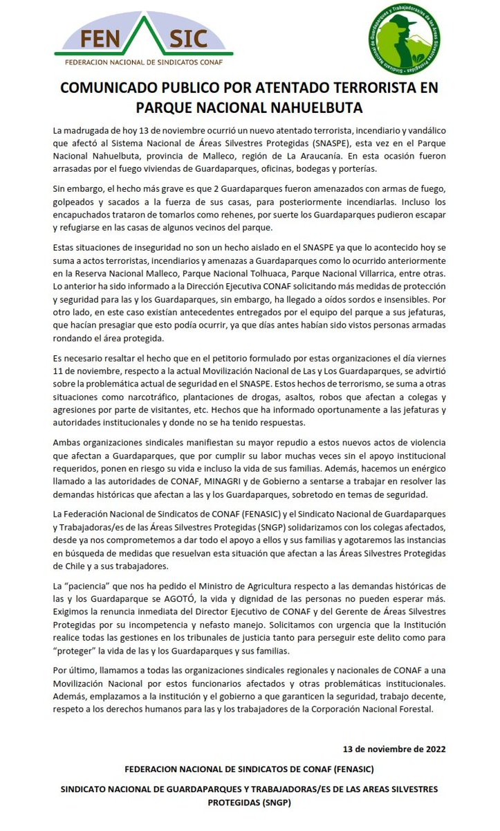 Guardaparques y Trabajadores de Áreas Silvestres tweet media