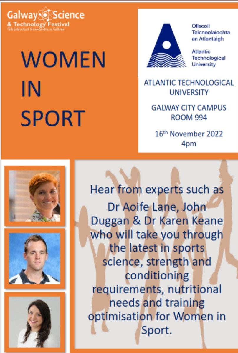 LisRyan_Nutri's tweet image. #galwayscience is in full flow this weekend &amp;amp; lots more to come. Why not join us at 4pm this Wednesday at @ATU_GalwayCity for a #FREE event discussing the #Science behind optimising performance for #Women in #Sport. 👇👇 @GalwegiansWomen @Galway_GAA @Connachtwomen