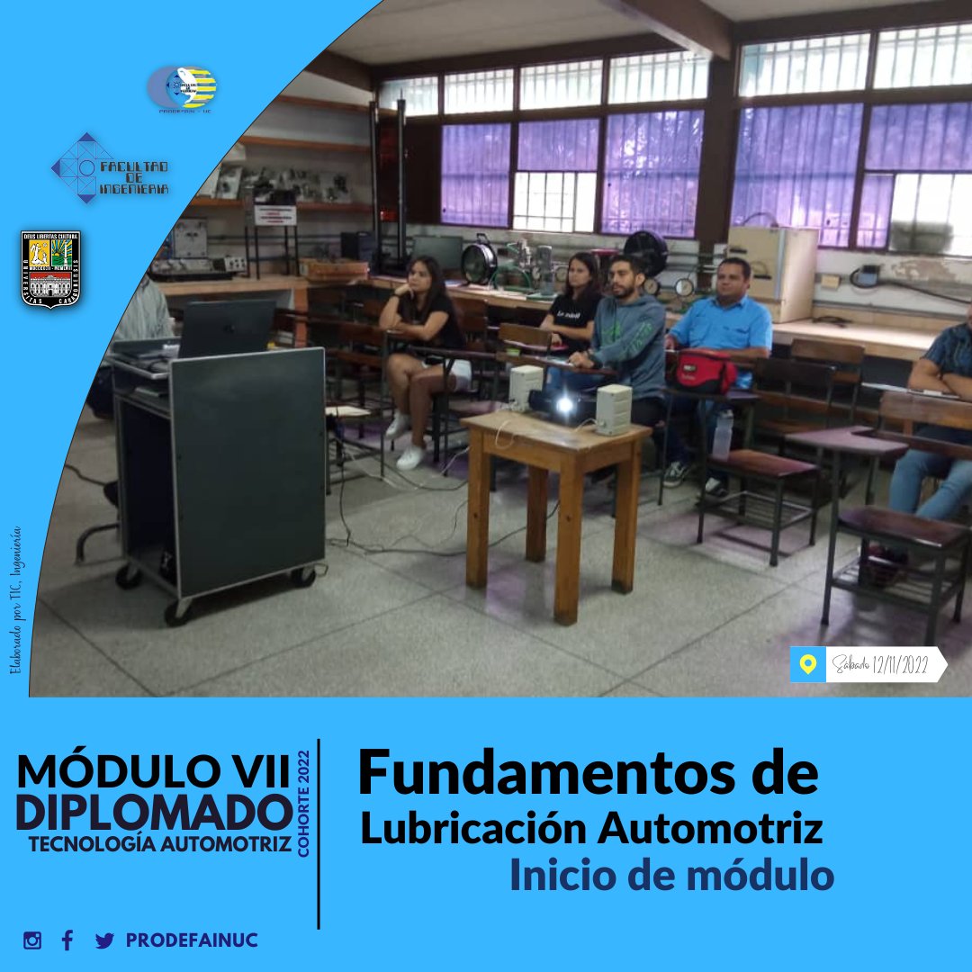 Ayer #12Noviembre en las instalaciones de nuestra escuela de Ingeniería Mecánica dimos inicio al módulo VII del Diplomado Tecnología Automotriz
Si deseas información escribe a cursosprodefainuc@gmail.com
