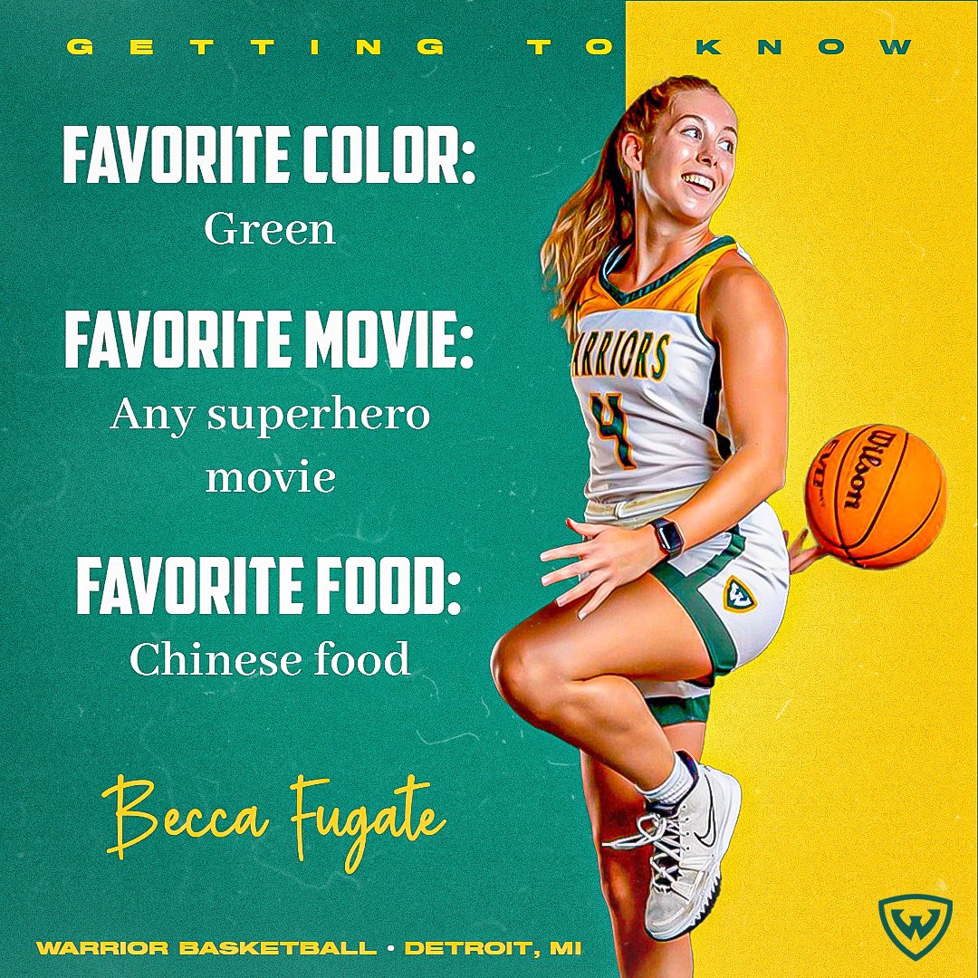 WSUWarriorsWBB's tweet photo. Get to know Senior Guard Becca Fugate this morning! 💚💛 https://t.co/1DGm51UF6K