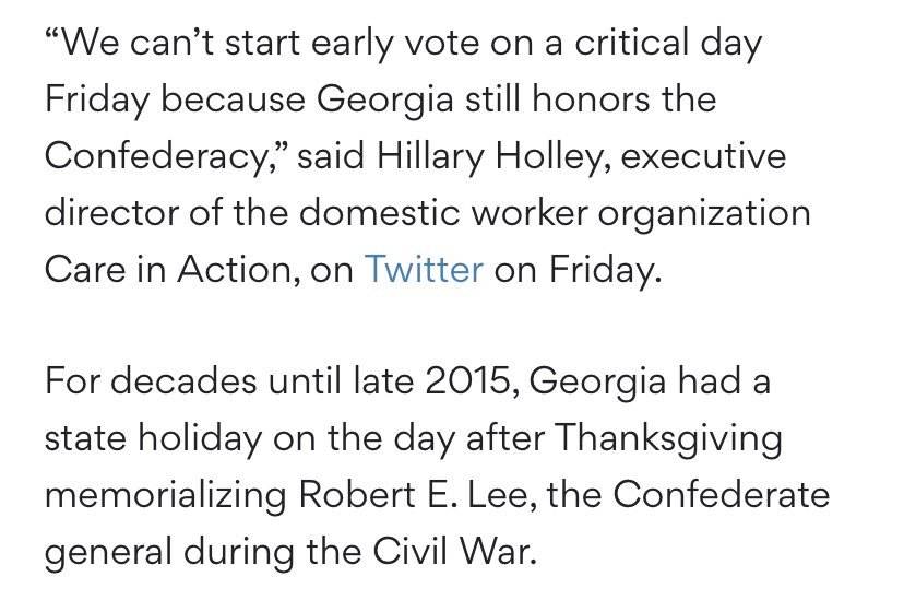 🚨🔥🚨🔥🚨

NO SATURDAY EARLY VOTING in #GeorgiaRunoff bc of #GaGOP love for #RobertELee & #Confederacy! 

#VoteWarnock 

Hey @MentallyDivine @TPOmedia @2RawTooReal Did y’all see this?? 🤬