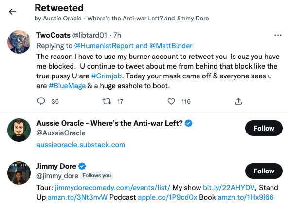 it appears that Jimmy Dore has just confirmed that he is indeed libtard01