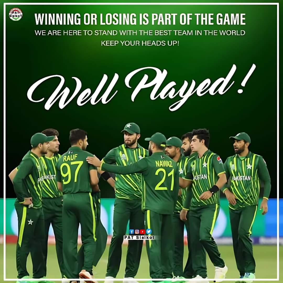 Well Played Team Pakistan, proud of you!!

#PakvsEng #T20WorldCup22 #TeamPakistan #chacha #ShaheenShahAfridi