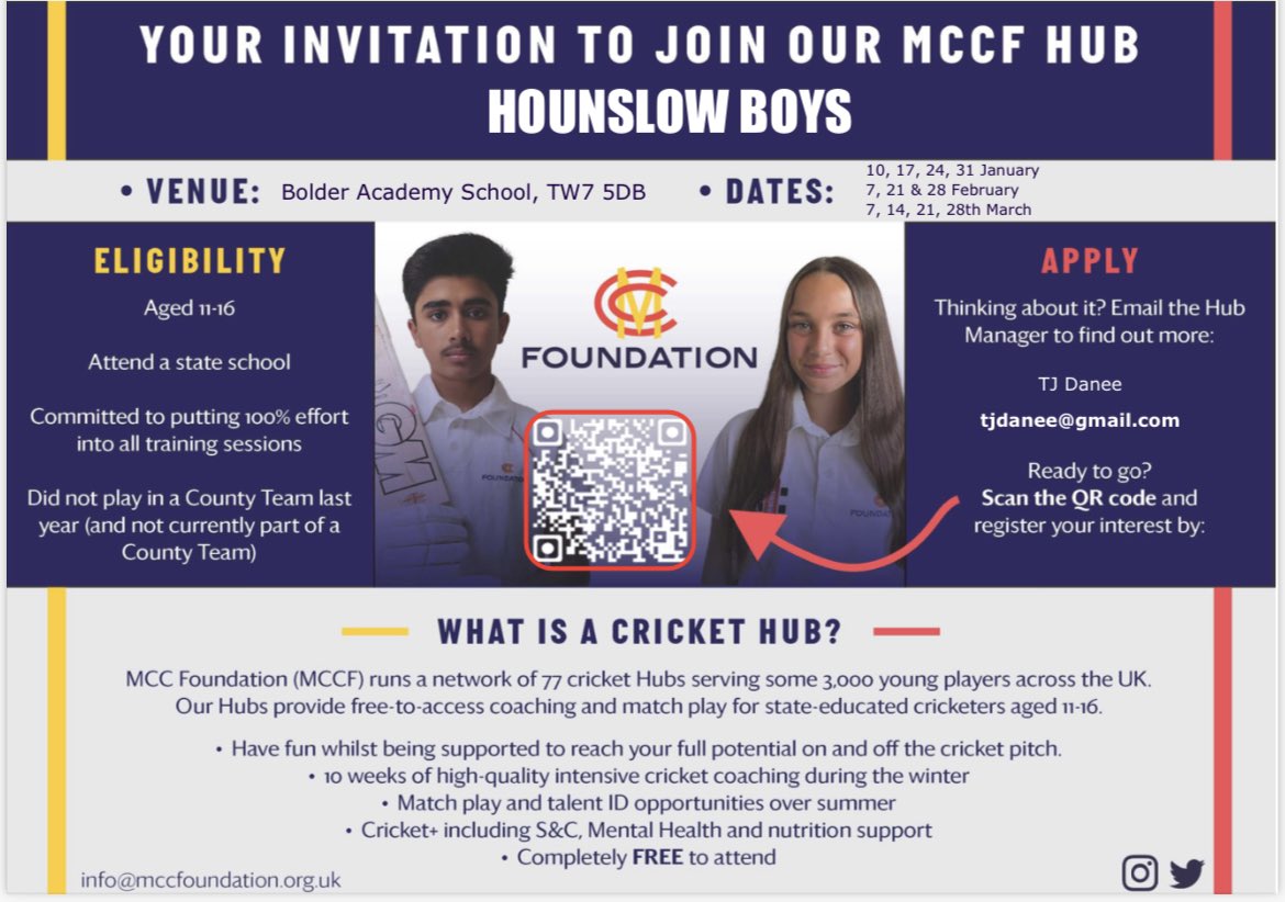 Calling all Hounslow girls and boys Cricket players: FREE Cricket Coaching sessions led by <a href="/_MCCFoundation/">MCC Foundation</a> starting in January