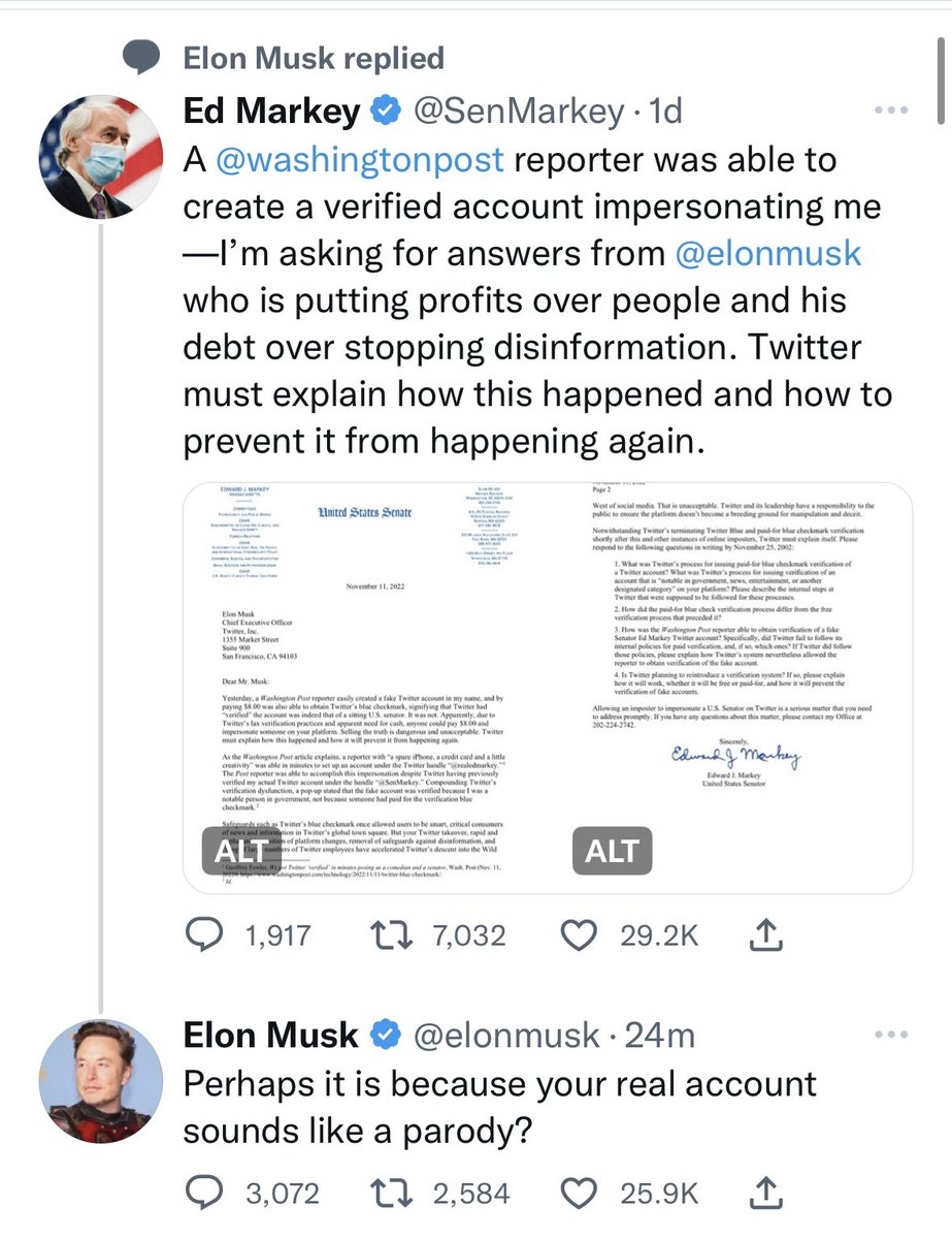 Oh I can’t wait for Musk’s first congressional hearing …