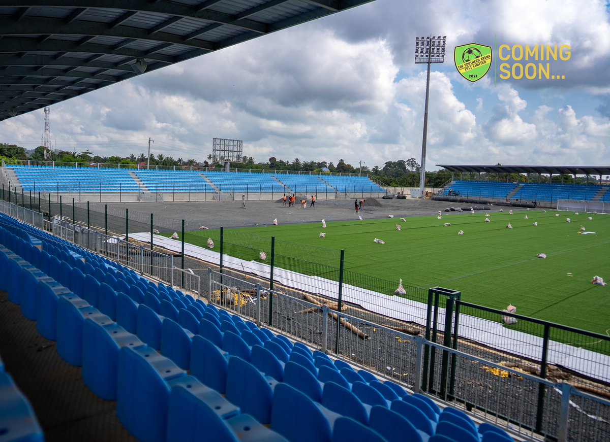 southernarena's tweet photo. @integralgroupgl Site Chief Muhammed Aksoy has disclosed that the construction of @southernarena in Bo City is at its final phase and expected to be ready early 2023. He added that, “if completed, the 6,000 capacity stadium will have the best playing turf within the sub-region”. https://t.co/hNNByPT9VX