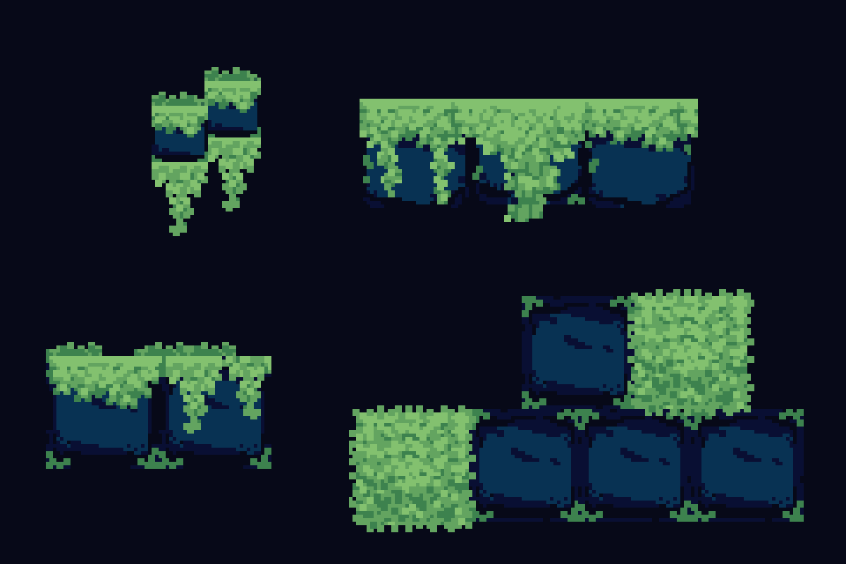 ralvareon's tweet photo. Playing around, enjoying the process~🍃
It's not complete and it doesn't tile perfectly, but I think they can be mixed and matched to some decent effect?  Enough to play around w for sure.

#pixelart #mockup #wip https://t.co/rYiBdM4SdC