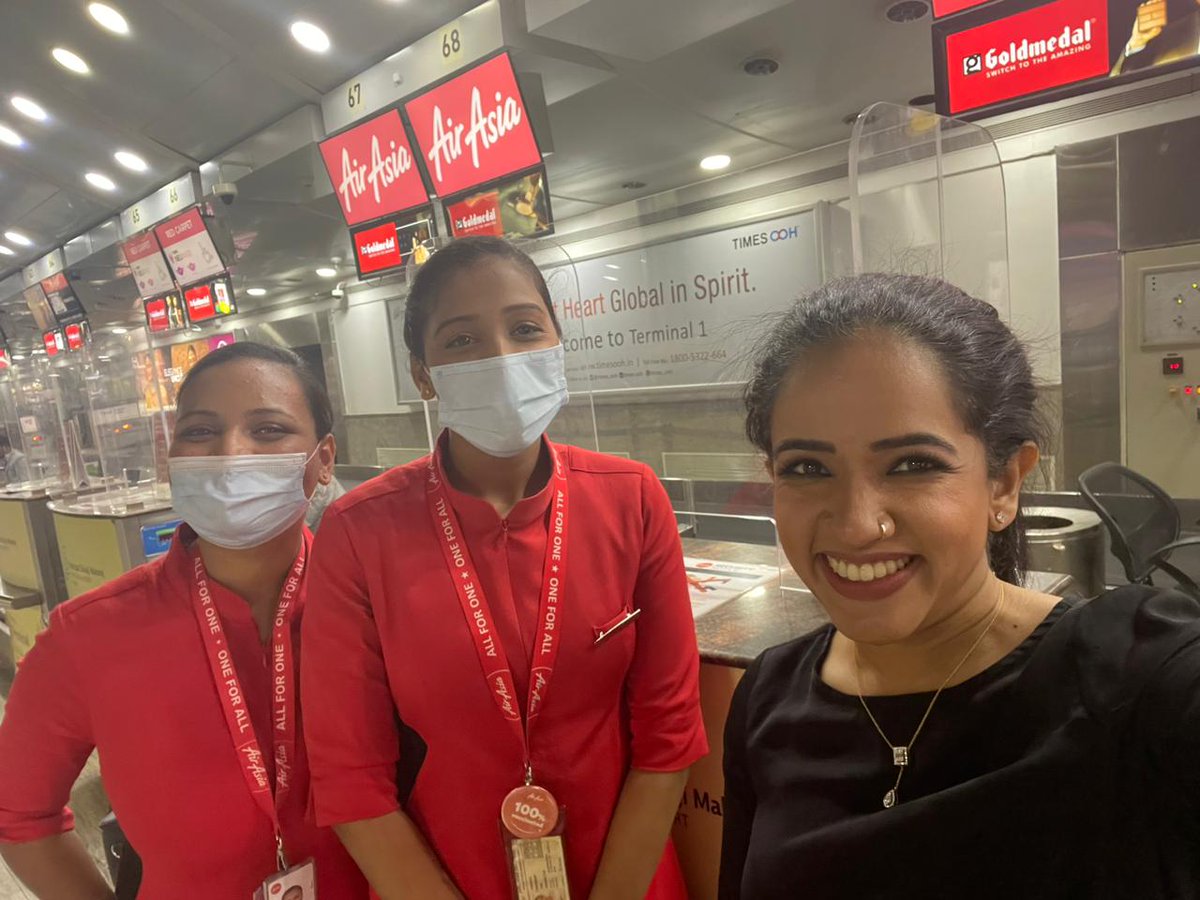 Sometimes things work out perfectly. My original flight home was delayed by 5 hours but these lovely ladies Karuna and Puja at Air Asia got me on a flight with less than an hour to departure. My grateful heart.

<a href="/AirAsiaIndia/">AirAsia India</a>