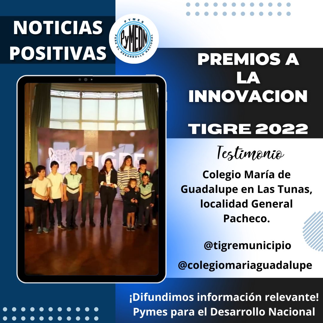 PymesDN's tweet photo. 📰 #Noticias 🇦🇷

En Pymes para el Desarrollo Nacional 🏭 compartimos una post que corresponde a una iniciativa de Municipio de Tigre donde se reconoce la innovación con el premio otorgado al Colegio Fundación María Guadalupe. 

📍Página web del colegio: https://t.co/3DowqkisnS https://t.co/orGafpcbkz