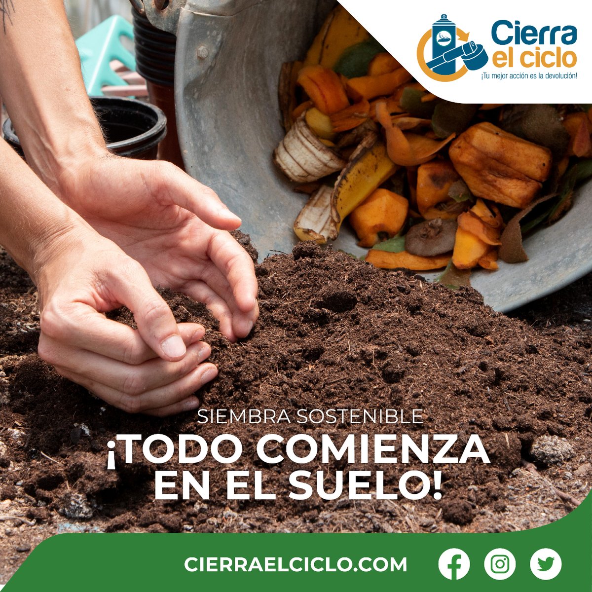 La siembra sostenible contribuye a equilibrar los cultivos, el suelo, el agua y el aire.  Mejorando su capacidad para retener el agua, protección frente a la erosión y proporcionando nutrientes vitales para el crecimiento de las plantas. 🌳  #compostaje