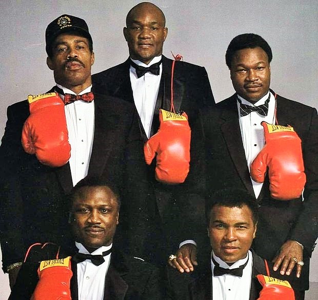 Heavyweight History on X: "CHAMPIONS FOREVER: Ken Norton, George Foreman, Larry Holmes, Joe Frazier and Muhammad Ali pose together in 1989. #Heavyweight #History #Boxing #Legends https://t.co/ypkwn4uOta" / X