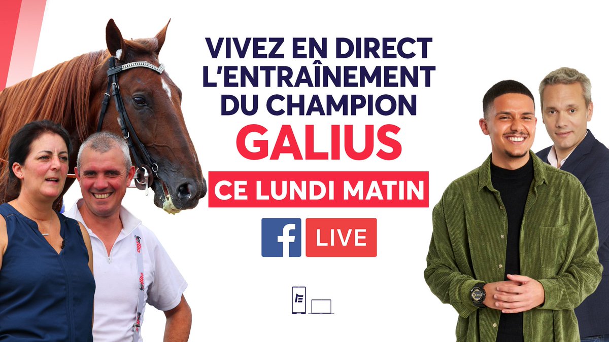 🗓️ Rendez-vous ce lundi 14 novembre aux alentours de 9h15 pour un Facebook Live exceptionnel. 

<a href="/ElliotFcx/">Elliot 🍿</a> et <a href="/pegoetz/">PE Goetz</a> vous feront vivre en direct l'entraînement du champion 𝗚𝗮𝗹𝗶𝘂𝘀 aux côtés de Séverine Raimond et Cyril Raimbaud.

Venez poser toutes vos questions !
