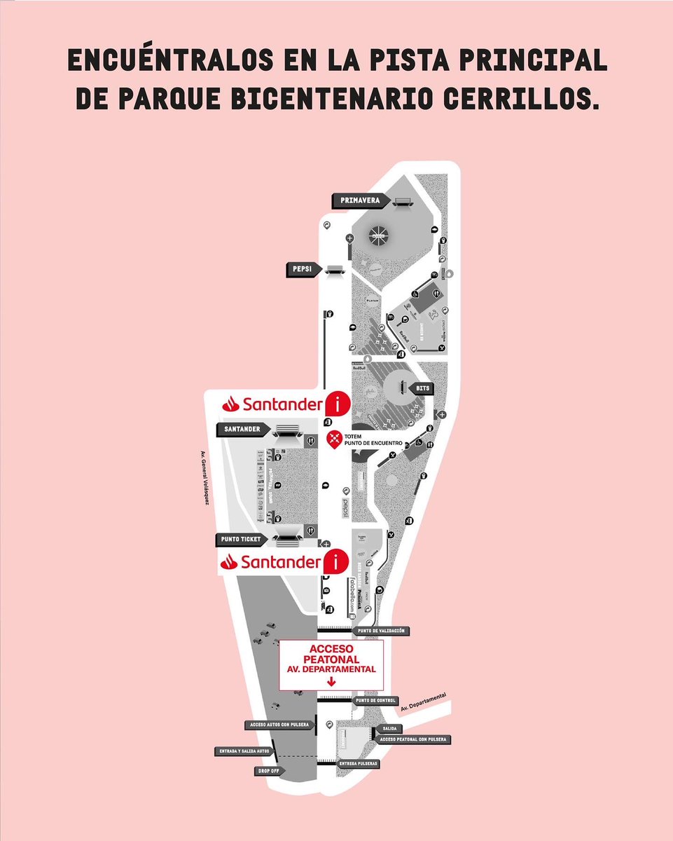 👀 Hoy utiliza los Info Points de <a href="/santanderchile/">Banco Santander Chile</a> cómo puntos de encuentro en el parque 👍🏼#PrimaveraSoundStgo