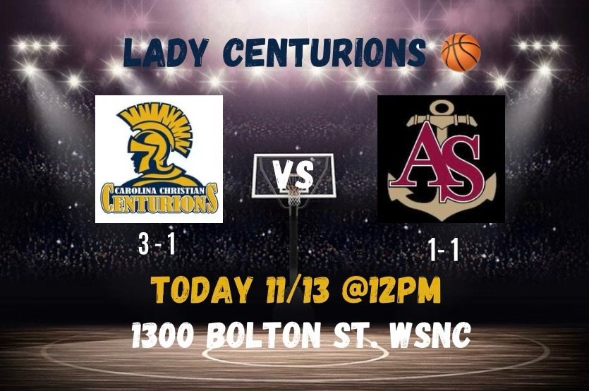 Carolina Christian College Women's First Conference Game at 12pm
Vs Apprentice School 

"Stand For Something."

Please come out and support your “Centurions" Women's basketball team.