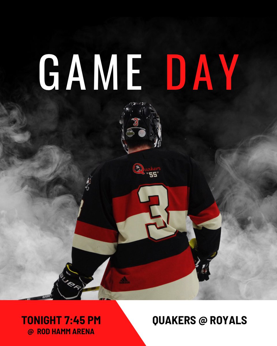 PJHLQuakers's tweet image. IT’S GAME DAY!

⏰ 7:45 PM
📍 Rod Hamm Arena
@   Saskatoon Royals

#quakershockey