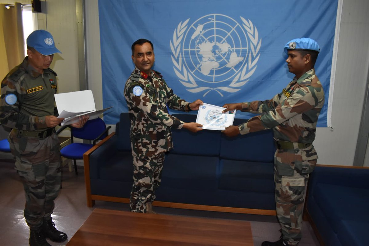 #HIMMAT_HI_JEET_HAI*

BIHARIS continue to rise and shine in South Sudan.

Nine combatants of INDBATT - II  were awarded with Sector East Commander's Certificate of Appreciation by Brig Gen Dhruba Prakash Shah, Cdr SEAST for their exceptional performance and devotion towards duty.