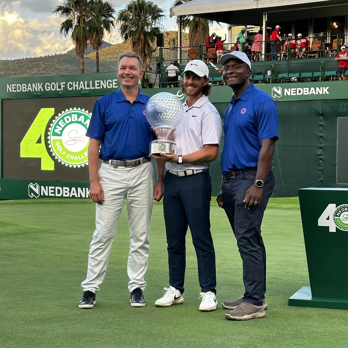 Congratulations to the winner of the Nedbank Golf Challenge, Tommy Fleetwood. Celebrating back-to-back wins! 🏆🏆 #NGC2022 #AfricasMajor