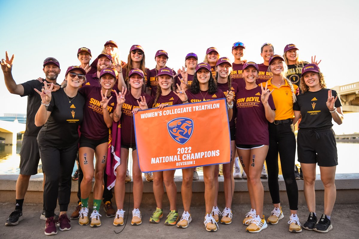 usatriathlon's tweet photo. YOUR SIX-TIME WOMEN’S COLLEGIATE TRIATHLON NATIONAL CHAMPIONS 💍🔥

History continues to be written as @sundeviltri claims its sixth straight Division I national title.

#NCAATri https://t.co/SJaYeWhM6h
