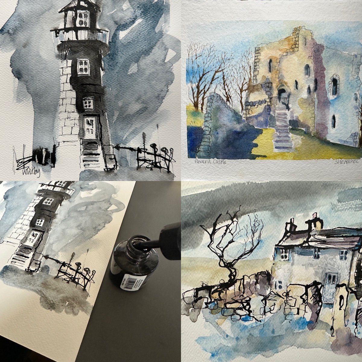 staithesartist's tweet photo. Playing with the ##ink dropper. #pen #ink #watercolour #hitandmiss https://t.co/dvjvGxCM62