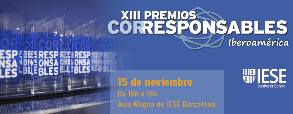 ¡Asiste a los #XIIIPremiosCorresponsables el 15 de noviembre (16h) en <a href="/IESEbschool/">IESE Business School</a> #Barcelona! Han participado más de 800 iniciativas responsables de 16 países iberoamericanos. <a href="/Fcia_Ramirez/">Fcia Ramírez d Diego</a> es finalista en la categoría de Micro 👉bit.ly/GalaXIIIPremios