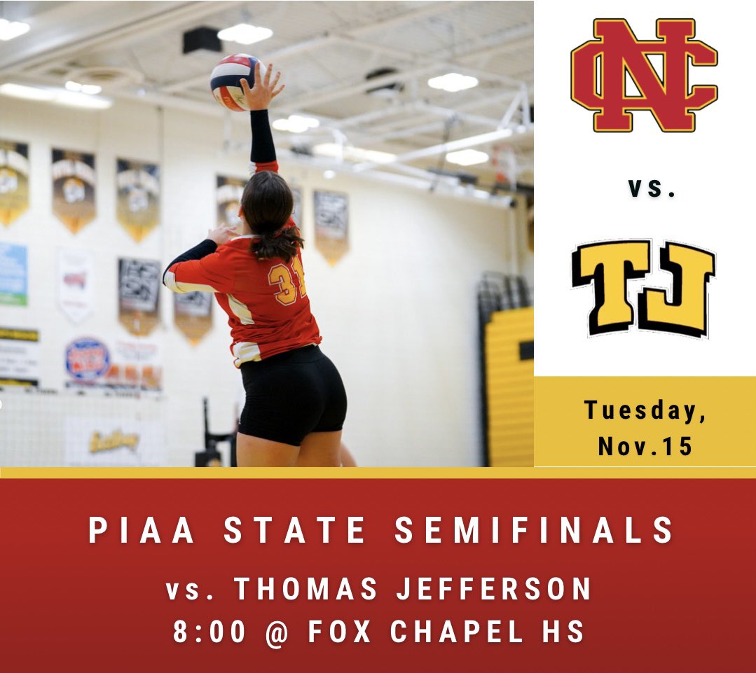 NCGirlsVB's tweet photo. State Semifinals this Tuesday vs. TJ at Fox Chapel!! Be there at 8:00 to support NCVB on our road to Hershey🤩🤩❤️‍🔥❤️‍🔥❤️‍🔥❤️‍🔥❤️‍🔥

🎟️ sold online only!!! https://t.co/kkp6qF6prb https://t.co/K89eda8EmA