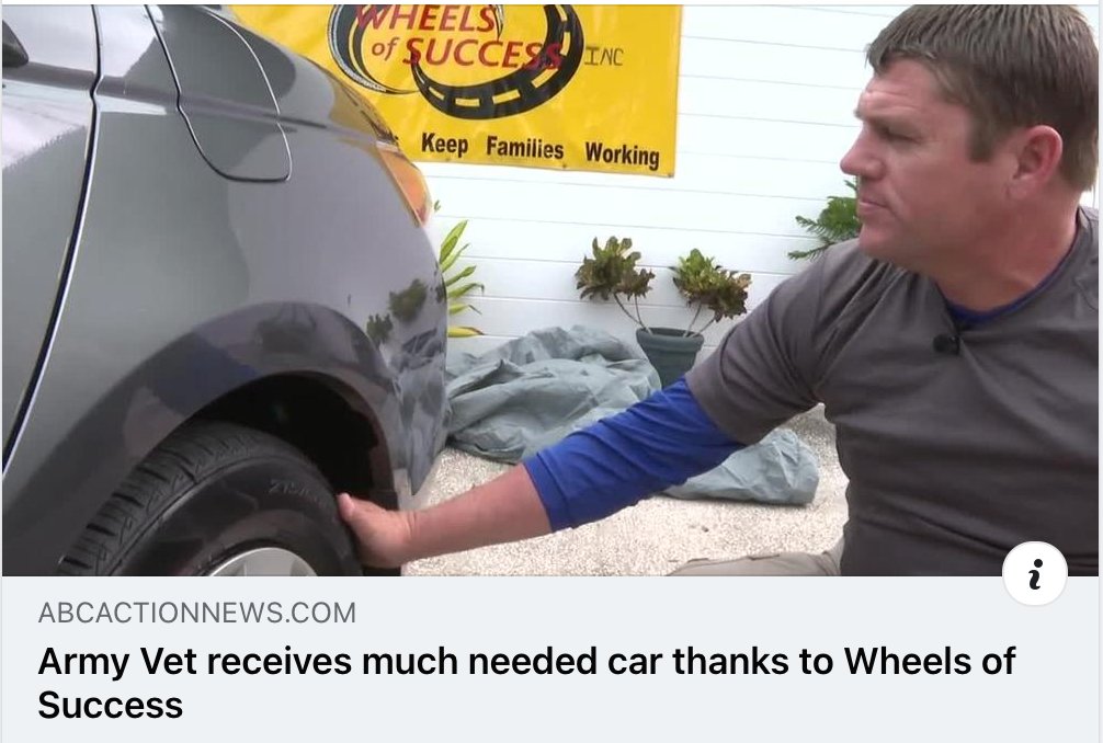 WheelsOfSuccess's tweet photo. https://t.co/noBkKqVso3
Check out our news story on ABC Action News about our Vehicles for Veterans Program! Special thanks to the donor of the car who specified the car go to a veteran and the funder of the repairs, SolartTek Window Tinting, Inc. #veteran https://t.co/wbJv4DX4Z4