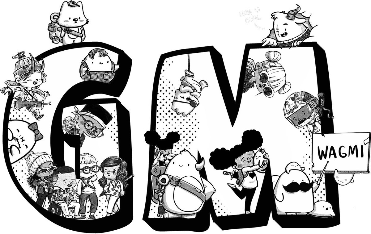 GM!!! 🤍🖤🤍🖤🤍 So many talented humans in the <a href="/humankindArt/">humankind 🖤</a> discord. I love this GM created with some of the characters from the project!!!