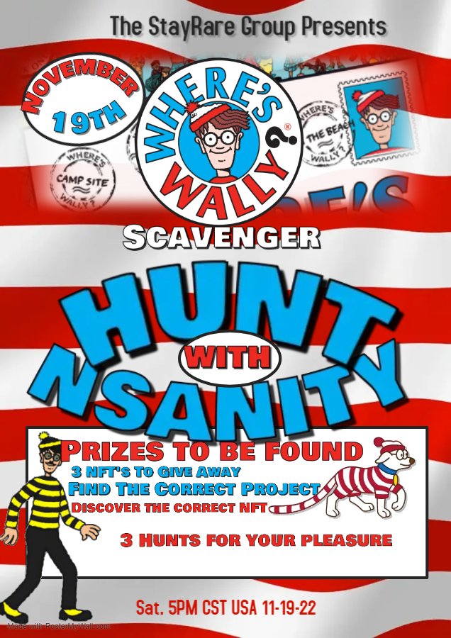 Nsanity_NFT's tweet photo. #TSRG @StayRareRAYC is at it again. We need 3 NFT's, not to expensive for our Saturday Scavenger Hunt. So, please comment your best art for our giveaway. We are hunting all week. Drop a link. https://t.co/wiaV2wZmnF