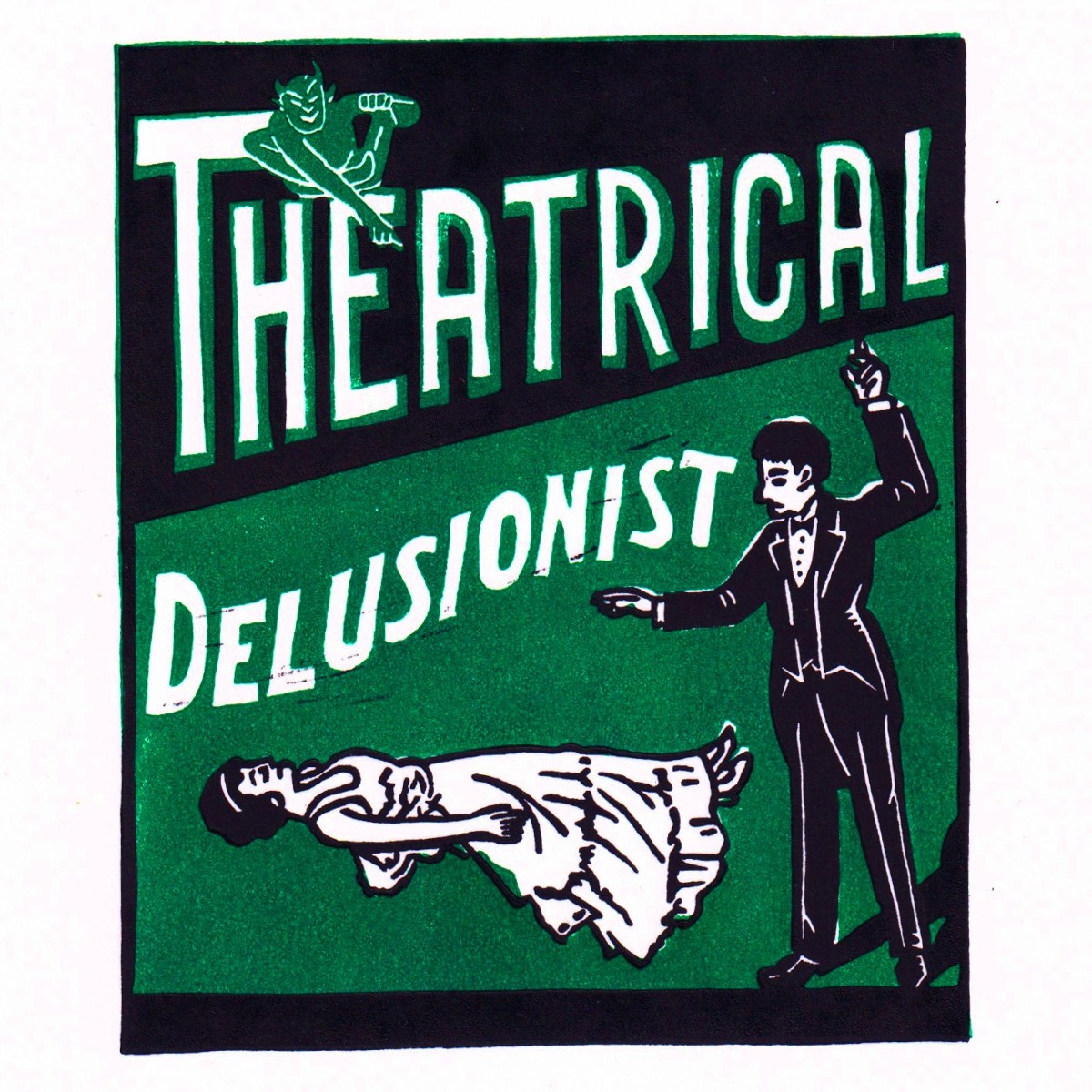 ConclaveBTN's tweet photo. Appearing from a puff of smoke, we introduce @DrHoustoun (real, live doctor of #magic no less) &amp; his series "Tragic Magic"

Shown: "Theatrical Delusionist" #handmade linocut #print based on #illusionist  #HowardThurston's #1920s posters

More: https://t.co/hmoRzKhT52

#brighton https://t.co/eIL8pFwBTi