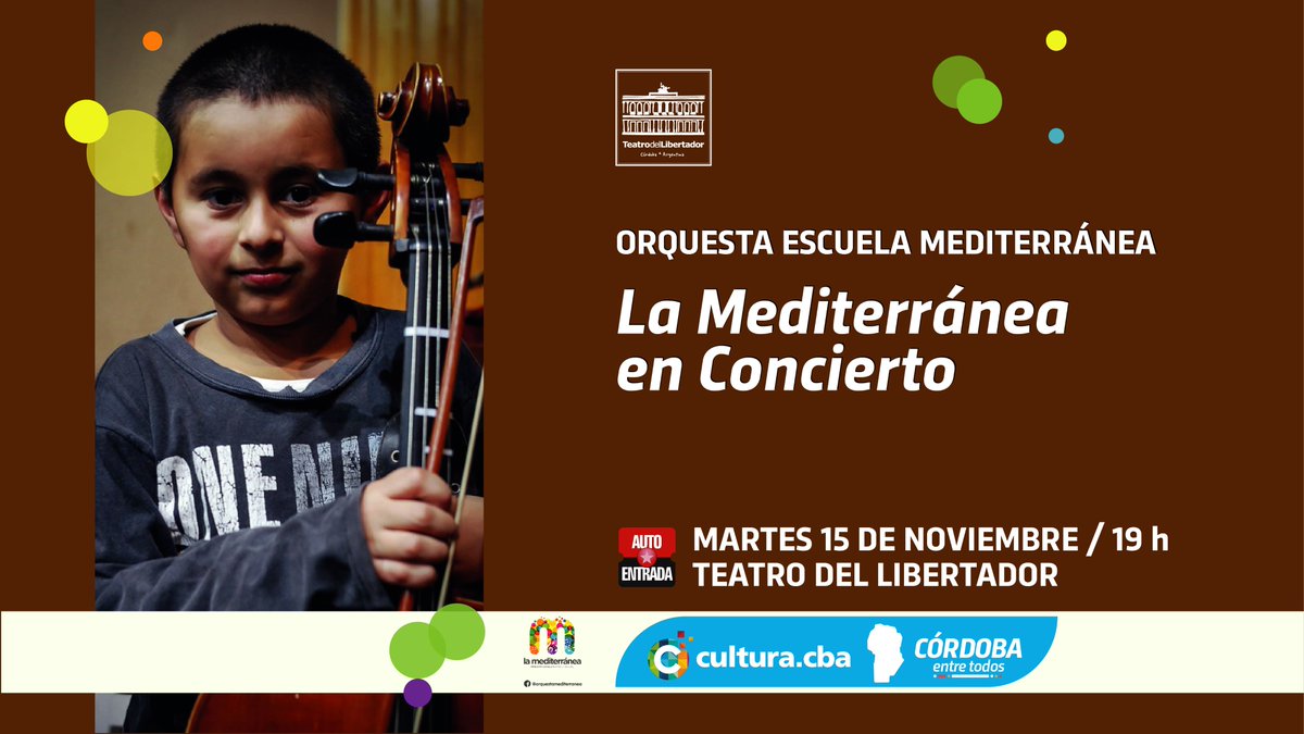 TdelLibertador's tweet image. Inspirada en el modelo de orquestas sociales, a través del cual la música es un vehículo de organización y desarrollo cultural para la niñez y la juventud. Entrada general, 575 pesos
@gobdecordoba @AgCbaCultura @FundProArteCBA