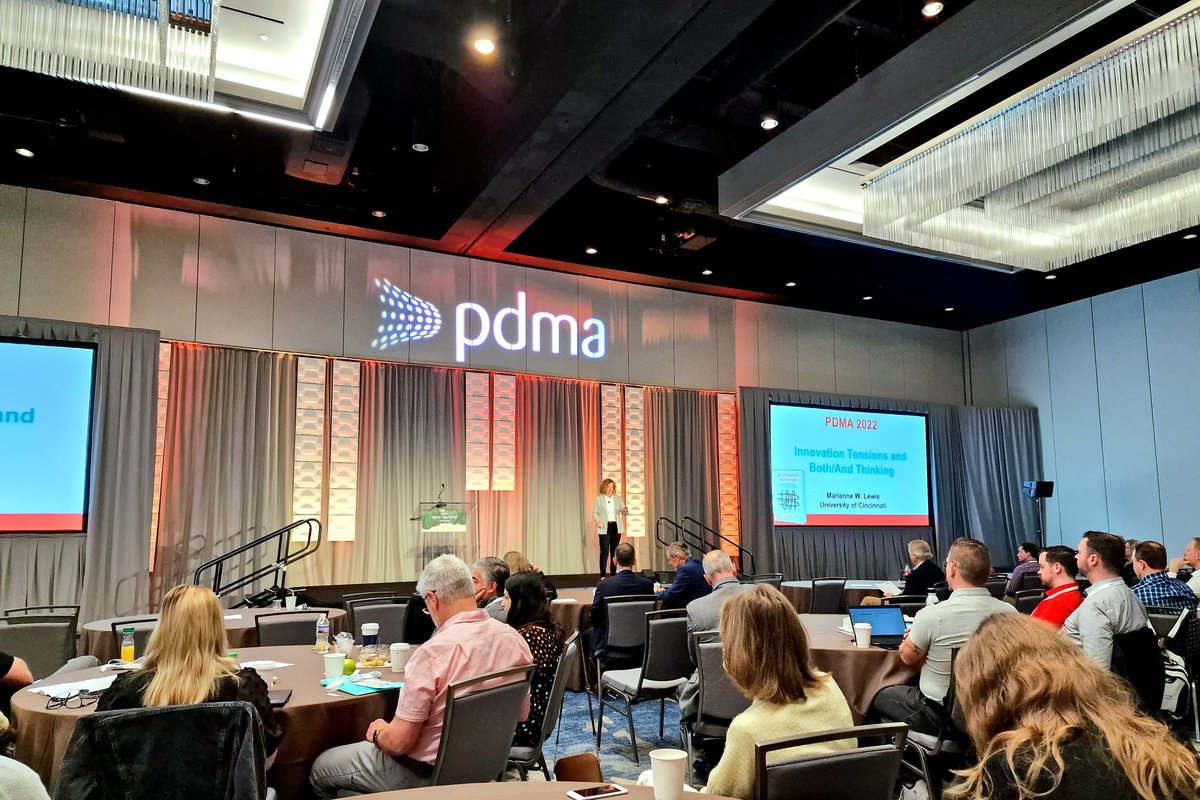 Acknowledging tensions means thriving in #innovation, but how exactly? Inspiring insights on the crucial paradox #mindset by <a href="/MarianneWLewis/">Marianne Lewis</a> at the <a href="/PDMAIntl/">PDMA</a> Conference and <a href="/JournalPIM/">JPIM</a> Research Forum ⚖️💡