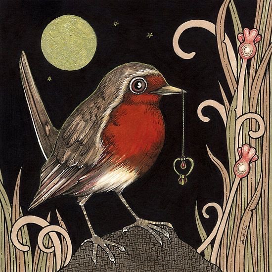 ‘My Ruby Heart ‘ by Anita Inverarity.   Scottish Illustrator whose work is ethereal and pretty.   She has a site on Redbubble where there are various pieces of art and accessories for the home too.