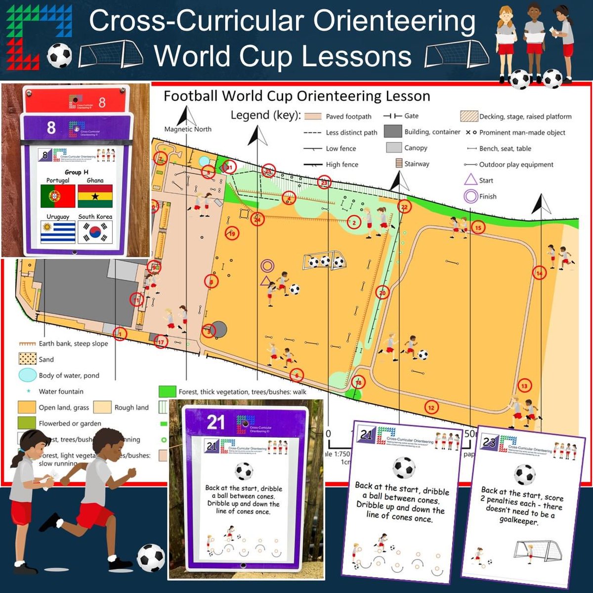 Free active lessons for the World Cup ⚽ crosscurricularorienteering.co.uk/world-cup-and-…

Pupils navigate the course, learning about the competition, characteristics of a good team &amp; the controversies surrounding the event with various football challenges along the way. 
#orienteering #football <a href="/afPE_PE/">Association for Physical Education</a>