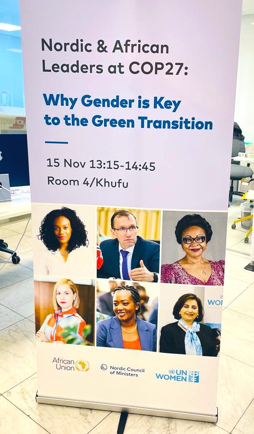 mb_marjanovic's tweet photo. We are ready to welcome a committed panel for the @_AfricanUnion @UN_Women @nordenen side-event on gender and green transition. 🌿🪸🌾 @EspenBarthEide @unwomenchief @HSarkkinen @HonTuya @JosefaSacko at #COP27 Join us in room 4 or online! https://t.co/AZUpVqJezA https://t.co/anoC7i3aFr