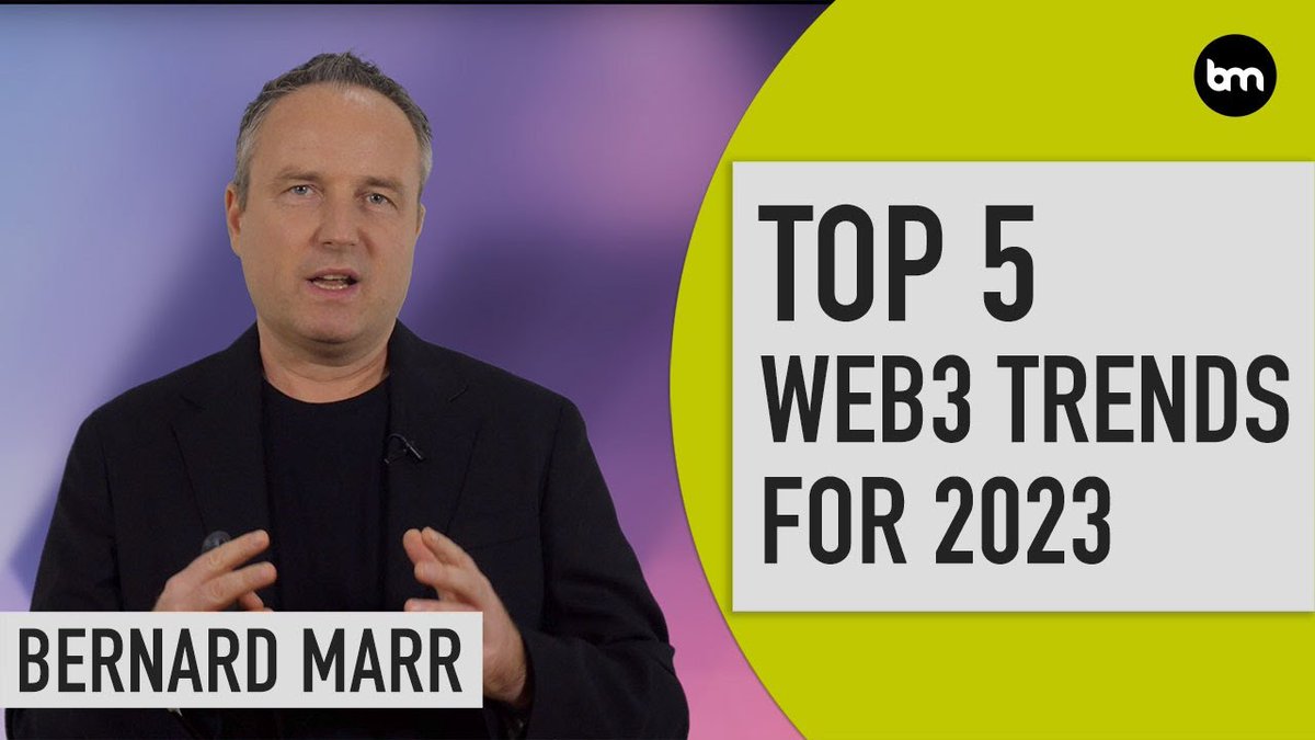 BernardMarr's tweet photo. Here we look at the biggest #Web3 trends in 2023:

🚀 The decentralized metaverse
🚀 Useful NFTs?
🚀 Decentralized social networks
🚀 Greenifying Web3
🚀 Growing government intervention and regulation in the web3 space

Watch my YouTube video > https://t.co/lTXcXTgHUE

#Metaverse https://t.co/5aCrXHidyi