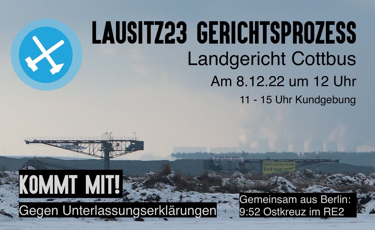 lausitz23's tweet photo. Die @LEAG verklagt Klimaaktivisti zur Zahlung von 250.000€, wenn diese nochmal eines ihrer Grundstücke betreten. Dazu gibt es am 8.12.22 den Gerichtstermin in Cottbus.
Was #Unterlassungserklärungen für Klimaaktivisti bedeuten. Bitte unter Aktivistis teilen.
Ein Thread 🧵 (1/10) https://t.co/lJde1vX3eQ